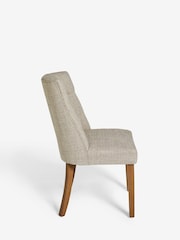 Set of 2 Chunky Weave Mid Natural Wolton Walnut Effect Leg Collection Luxe Button Dining Chairs - Image 6 of 9