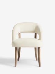 Set of 2 Fine Chenille Light Natural Remi Mid Wood Leg Dining Chairs - Image 2 of 8