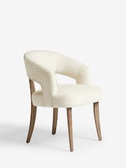 Set of 2 Fine Chenille Light Natural Remi Mid Wood Leg Dining Chairs - Image 3 of 8