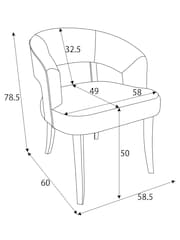 Set of 2 Fine Chenille Light Natural Remi Mid Wood Leg Dining Chairs - Image 4 of 8