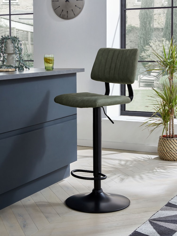 Arona Faux Leather Khaki Green Aiden Bar Stool - Image 1 of 8