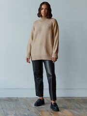 Черный - Спортивные брюки из искусственной кожи - Изображение 1 из 7