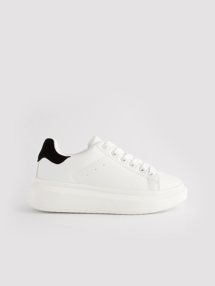White/Black Lace Up Chunky Sole Trainers - Image 2 of 6