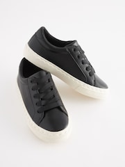 Black Scallop Detail Lace-Up Trainers - Image 1 of 5