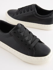 Black Scallop Detail Lace-Up Trainers - Image 3 of 5