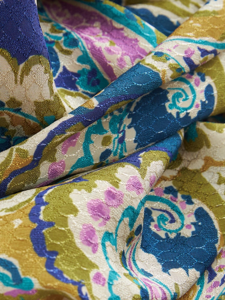 Blue/Purple Paisley Halter-Neck Summer Midi Dress - Image 9 of 9
