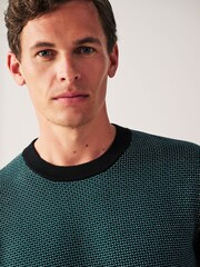 Green/Black Regular Geo Crew Jumper - Image 1 of 7