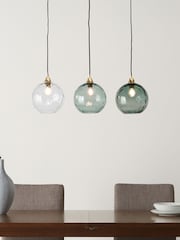 MADE.COM Blue Ilaria 3 Light Linear Pendant Bar Ceiling Light - Image 1 of 3