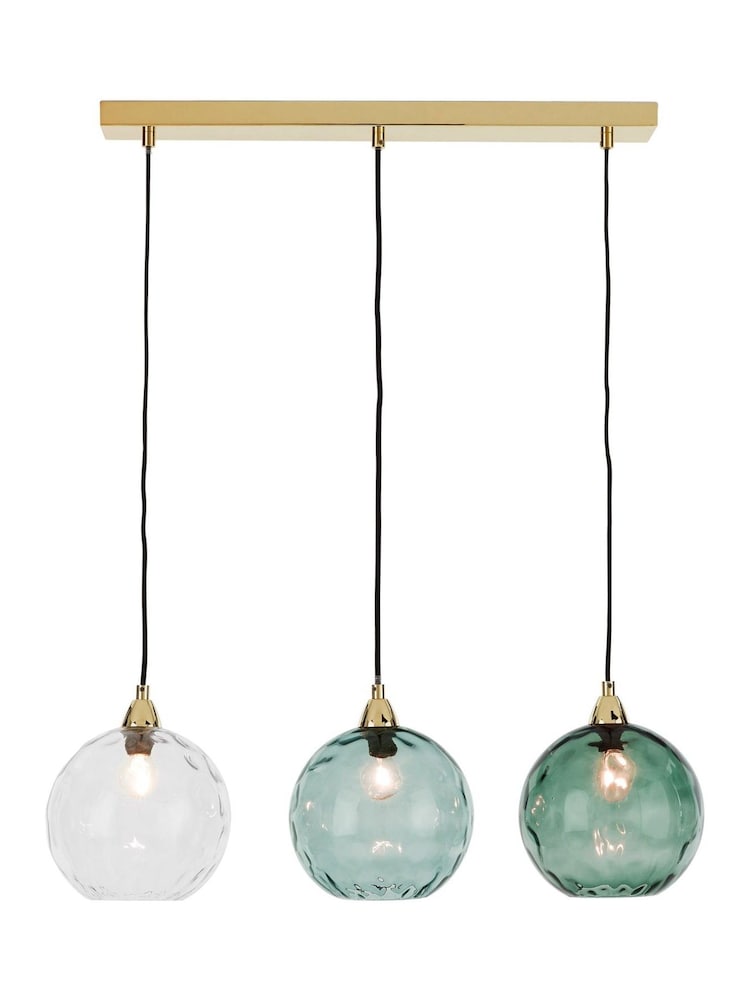 MADE.COM Blue Ilaria 3 Light Linear Pendant Bar Ceiling Light - Image 2 of 3
