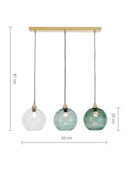MADE.COM Blue Ilaria 3 Light Linear Pendant Bar Ceiling Light - Image 3 of 3