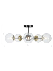 MADE.COM Black Antique Brass Globe 5 Light Flush Ceiling Light - Image 3 of 3