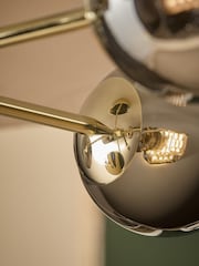 MADE.COM Brass/Smoked Glass Globe 5 Light Flush Ceiling Light - Image 4 of 7