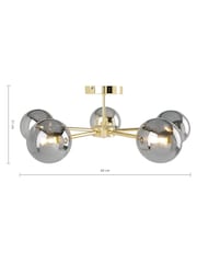 MADE.COM Brass/Smoked Glass Globe 5 Light Flush Ceiling Light - Image 7 of 7