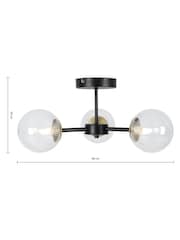 MADE.COM Black Antique Brass Globe 3 Light Flush Ceiling Light - Image 4 of 4