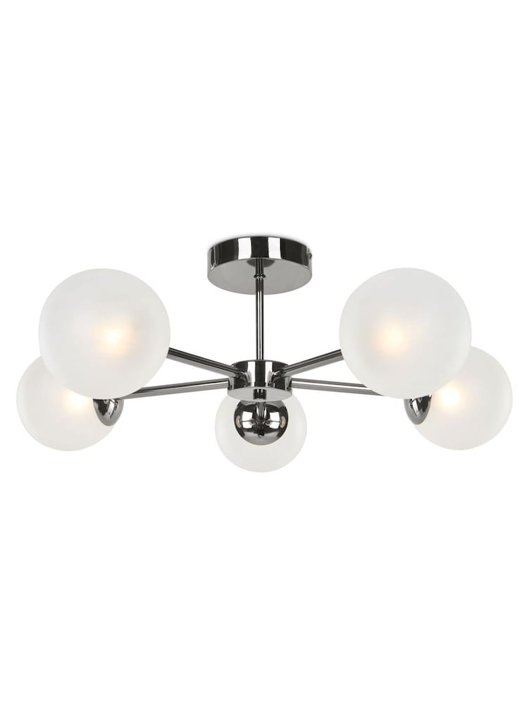 MADE.COM Chrome Globe 5 Light Flush Ceiling Light - Image 2 of 3