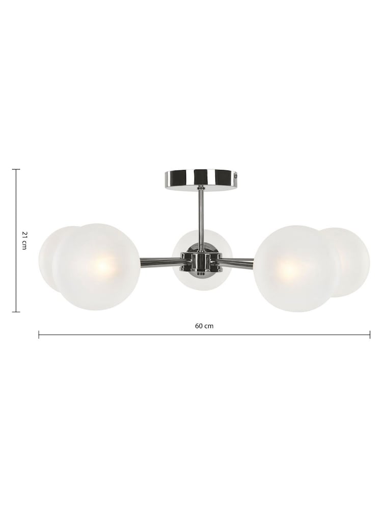 MADE.COM Chrome Globe 5 Light Flush Ceiling - Image 3 of 3 MADE.COM Chrome Globe 5 Light Flush Ceiling - Image 3 of 3