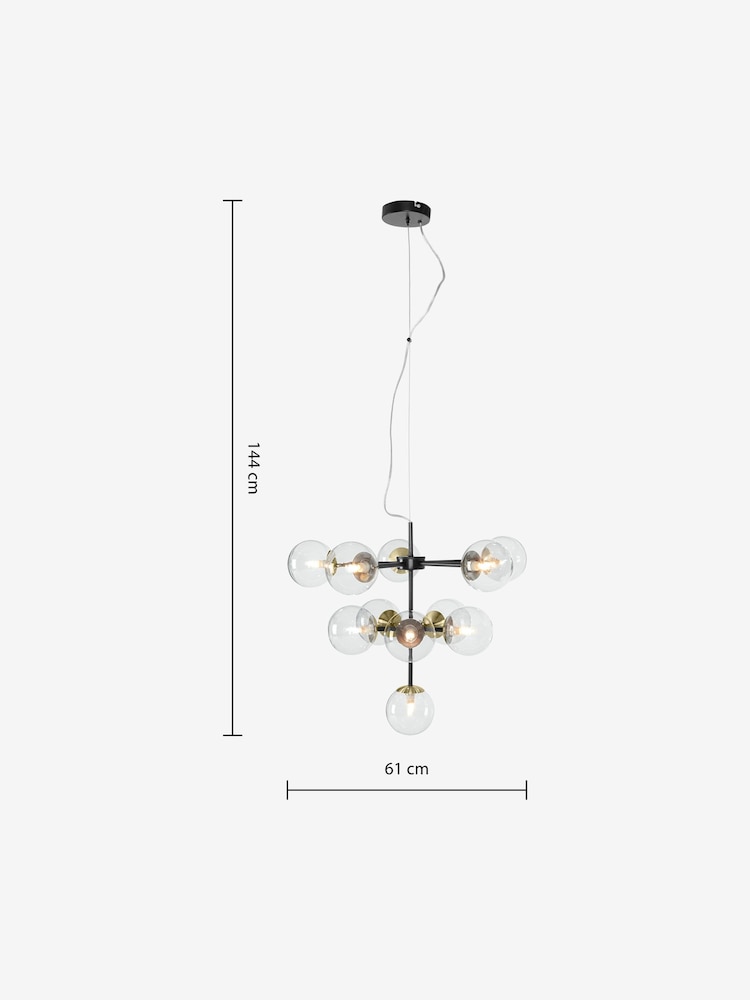 MADE.COM Black Antique Brass Globe Chandelier Ceiling Light - Image 3 of 3