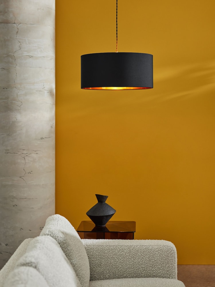 MADE.COM Black/Copper Oro Easy Fit Drum Shade - Image 1 of 4 MADE.COM Black/Copper Oro Easy Fit Drum Shade - Image 1 of 4