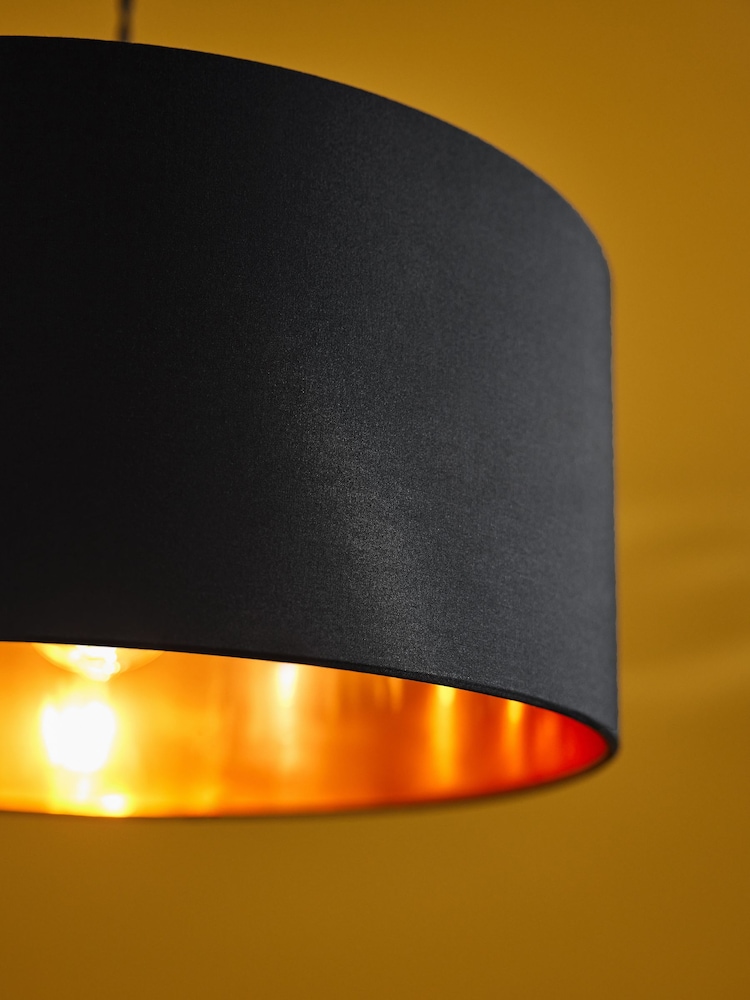 MADE.COM Black/Copper Oro Easy Fit Drum Shade - Image 2 of 4 MADE.COM Black/Copper Oro Easy Fit Drum Shade - Image 2 of 4