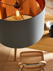 MADE.COM Grey/Copper Oro Pendant Drum Lamp Shade - Image 2 of 4