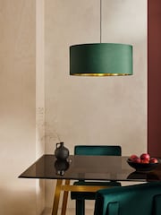 MADE.COM Green and Brushed Brass Oro Pendant Drum Lamp Shade - Image 1 of 4