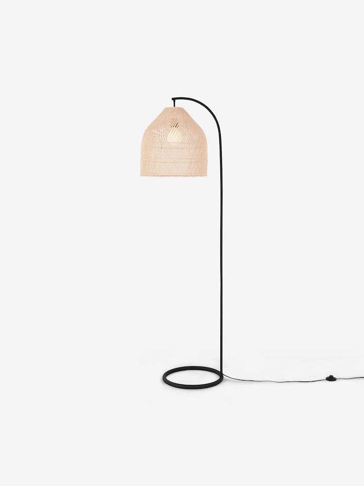 MADE.COM Natural Rattan Java Arc Overreach Floor Lamp - Image 1 of 3