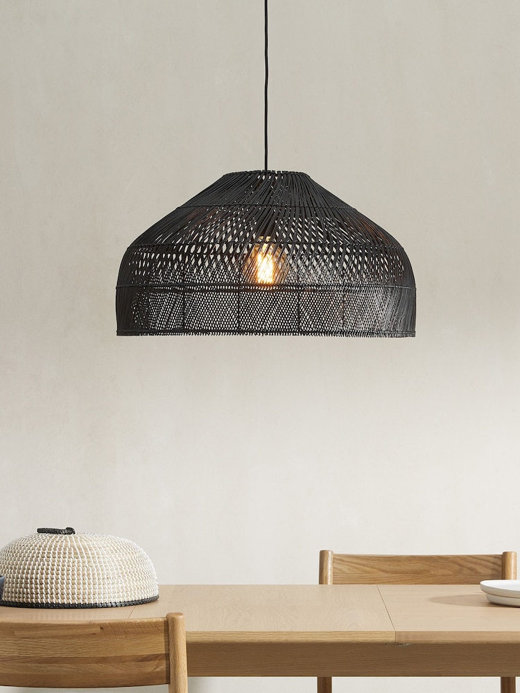 MADE.COM Black Rattan Java Large Small Lamp Shade - Image 1 of 3