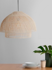MADE.COM Natural Rattan Java Layered Pendant Lamp Shade - Image 2 of 6