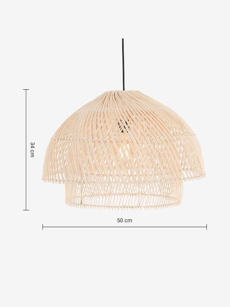MADE.COM Natural Rattan Java Layered Pendant Lamp Shade - Image 6 of 6