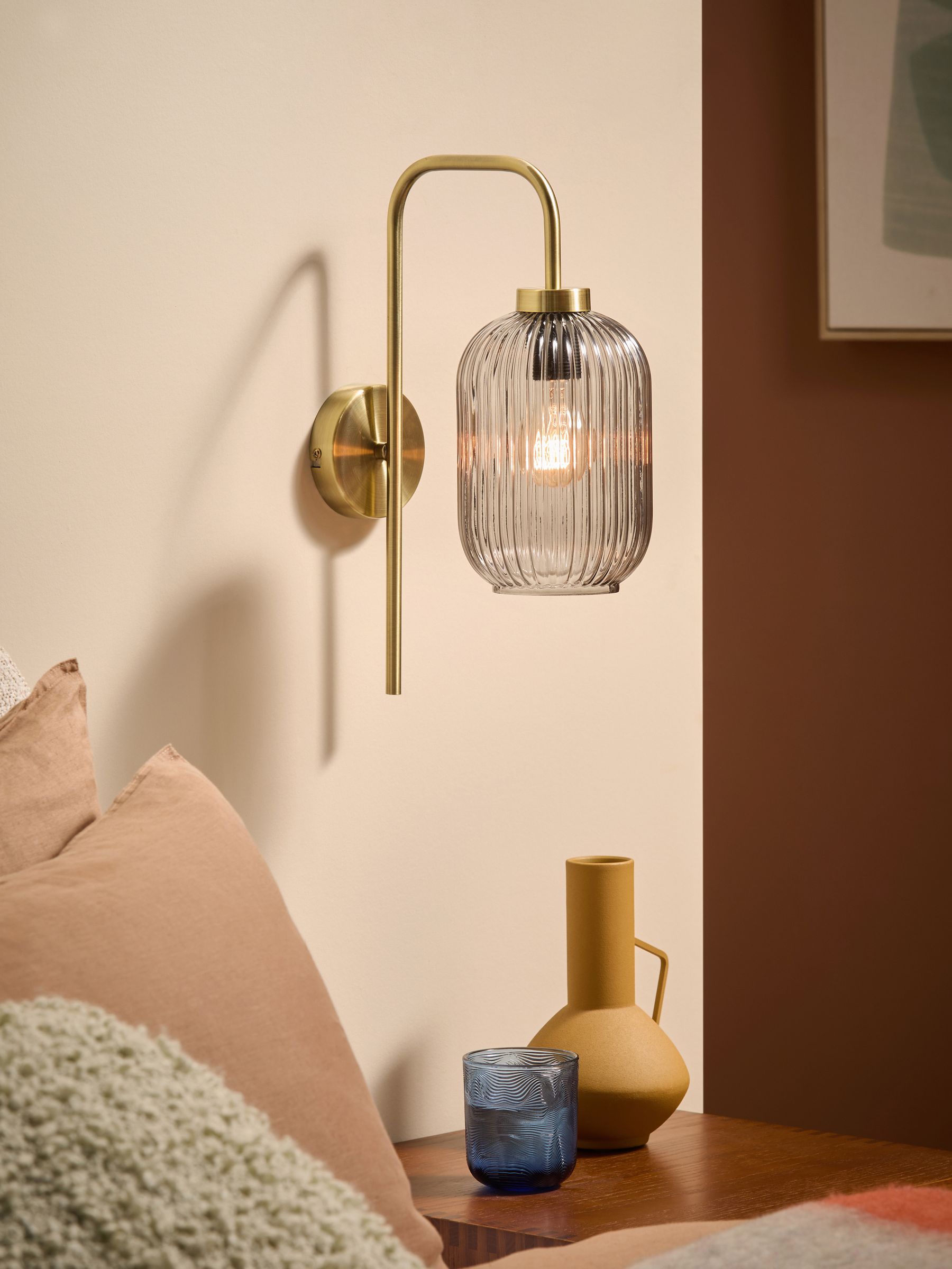 Buy MADE.COM Grey Briz Antique Brass Wall Lamp from the Next UK online shop