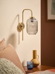 MADE.COM Grey Briz Antique Brass Wall Lamp - Image 2 of 7