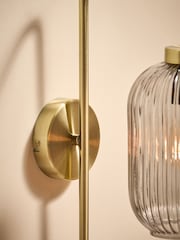 MADE.COM Grey Briz Antique Brass Wall Lamp - Image 4 of 7
