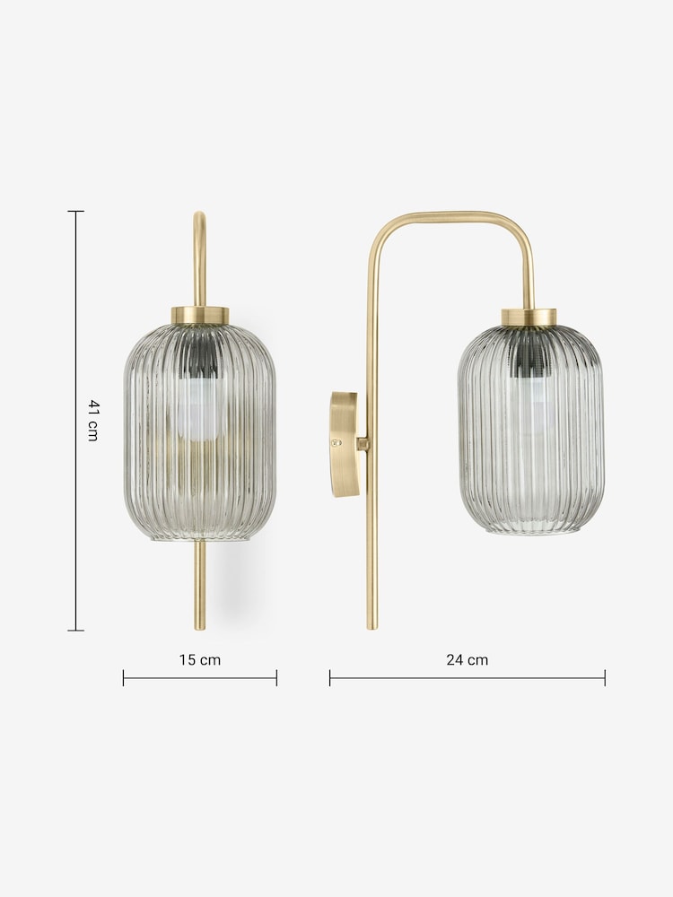 MADE.COM Grey Briz Antique Brass Wall Lamp - Image 7 of 7