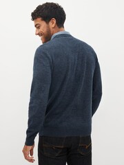 Blue Twist Regular Mock Shirt Knitted Crew Jumper - Image 2 of 9