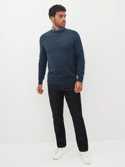 Blue Twist Regular Mock Shirt Knitted Crew Jumper - Image 3 of 9