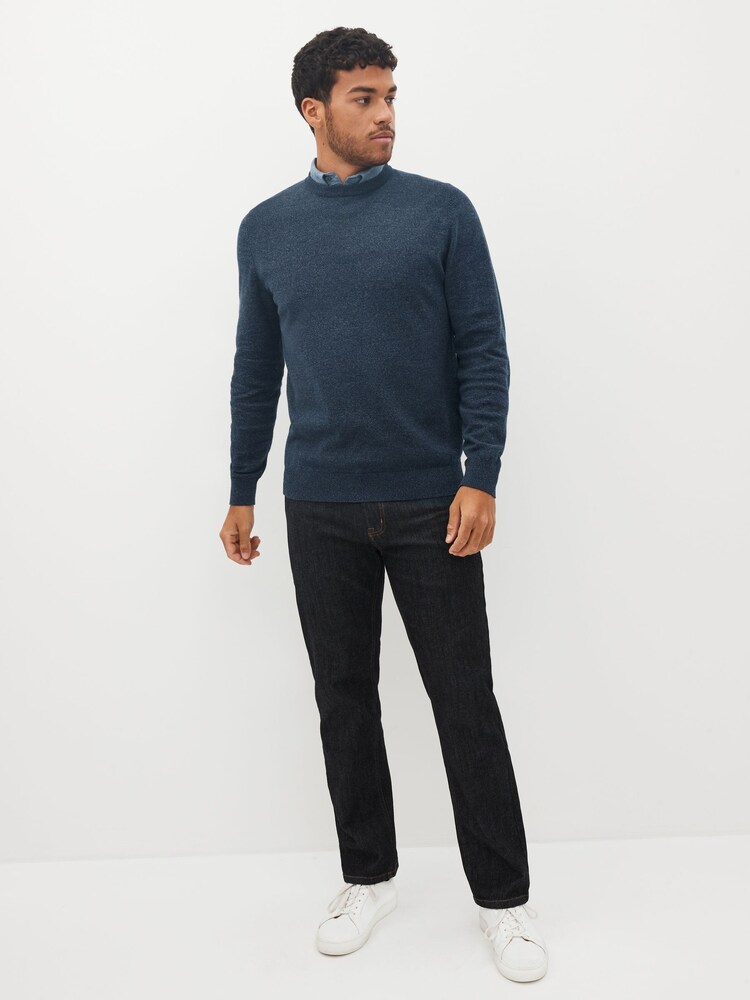 Bleu torsadé - Pull ras du cou en maille avec chemise simulée régulière - Image 3 of 9