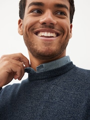 Blue Twist Regular Mock Shirt Knitted Crew Jumper - Image 5 of 9