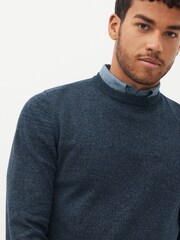 Blue Twist Regular Mock Shirt Knitted Crew Jumper - Image 6 of 9