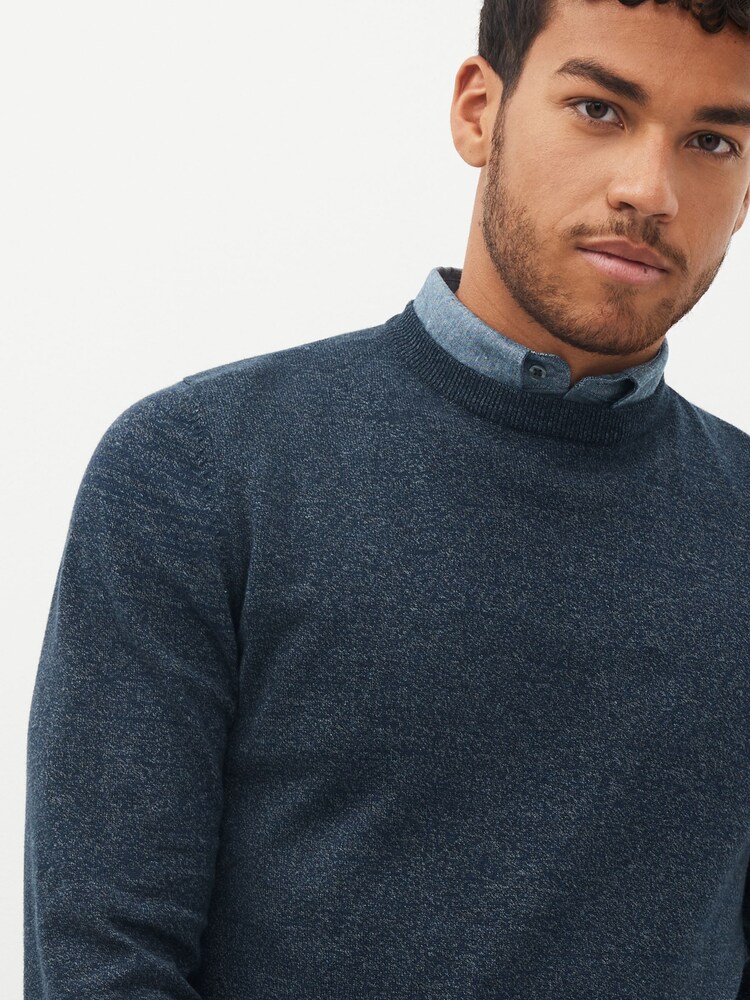 Bleu torsadé - Pull ras du cou en maille avec chemise simulée régulière - Image 6 of 9