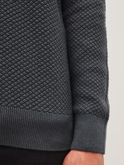 Bulle gris anthracite - Pull ras du cou en maille avec chemise simulée régulière - Image 5 of 8