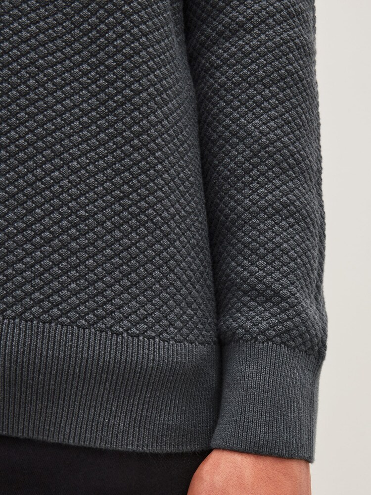 Bulle gris anthracite - Pull ras du cou en maille avec chemise simulée régulière - Image 5 of 8