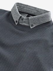 Bulle gris anthracite - Pull ras du cou en maille avec chemise simulée régulière - Image 7 of 8