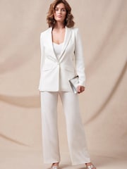 Phase Eight Natural Beatriz Satin Contrast Bridal Blazer - Image 3 of 6