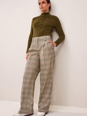 Neutral Check Tailored Wide Trousers - Image 1 of 7