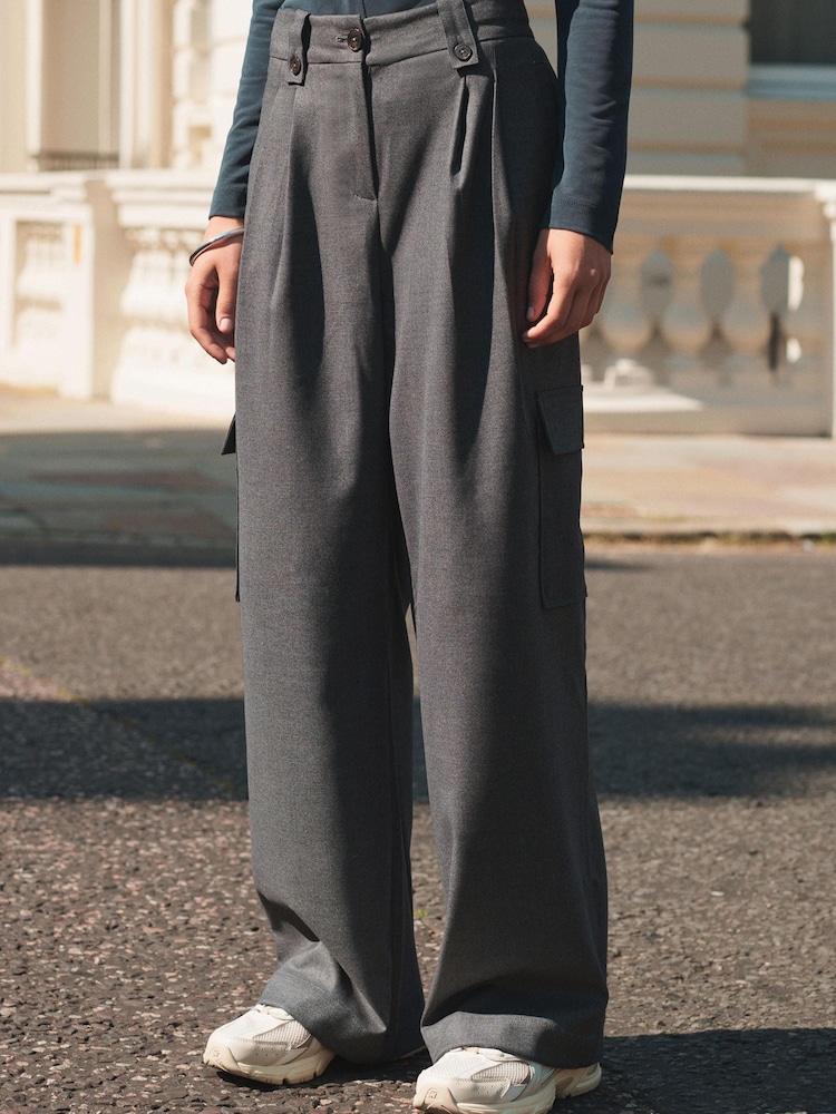 Grey Tailored Wide Trousers - Image 2 of 6