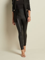 Black PU Faux Leather Leggings - Image 2 of 6