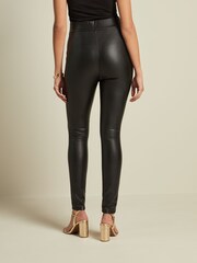 Black PU Faux Leather Leggings - Image 3 of 6