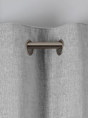 Grey Light Heavyweight Chenille Eyelet Blackout/Thermal Curtains - Image 7 of 7