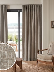 Natural Heavyweight Chenille Wave Header Lined Curtains - Image 1 of 7