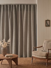 Natural Heavyweight Chenille Wave Header Lined Curtains - Image 2 of 7